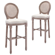Bancos de bar 2 pcs linho branco