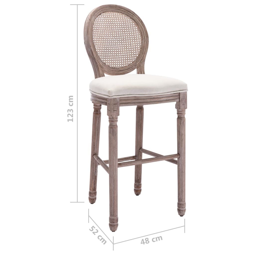 Bancos de bar 2 pcs linho branco