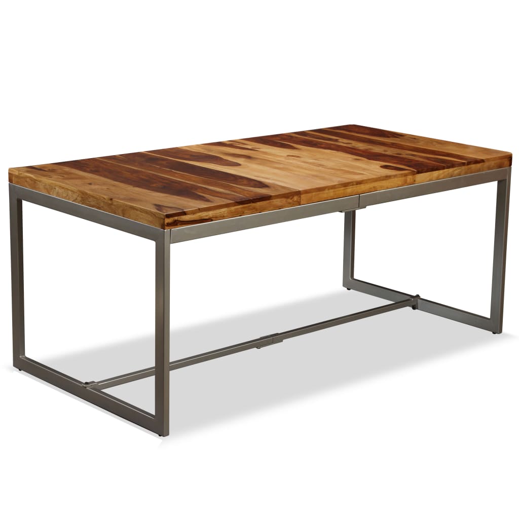 Mesa de jantar madeira de acácia maciça e aço 180 cm