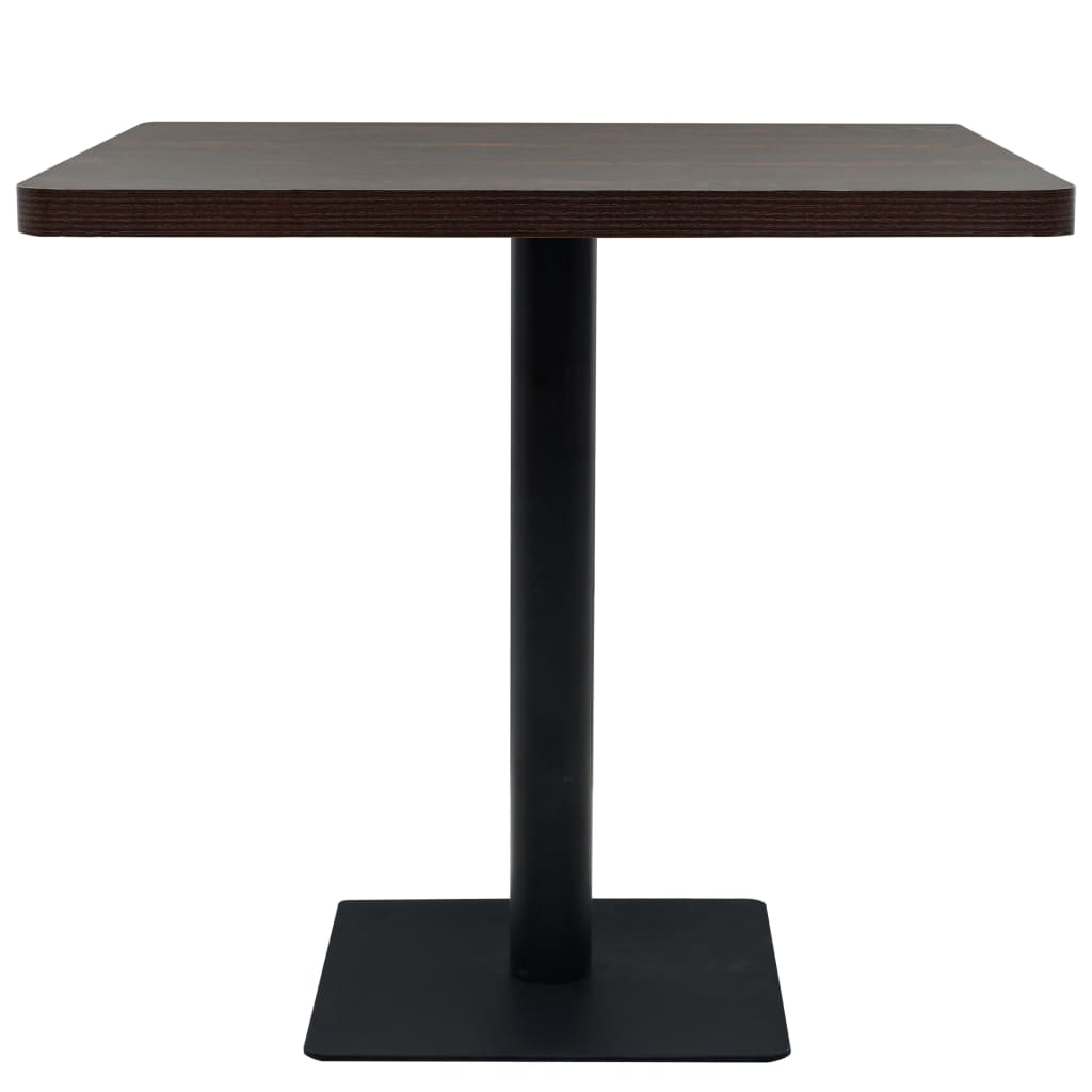 Mesa bistrô em MDF e aço quadrada 80x80x75 cm cor de carvalho