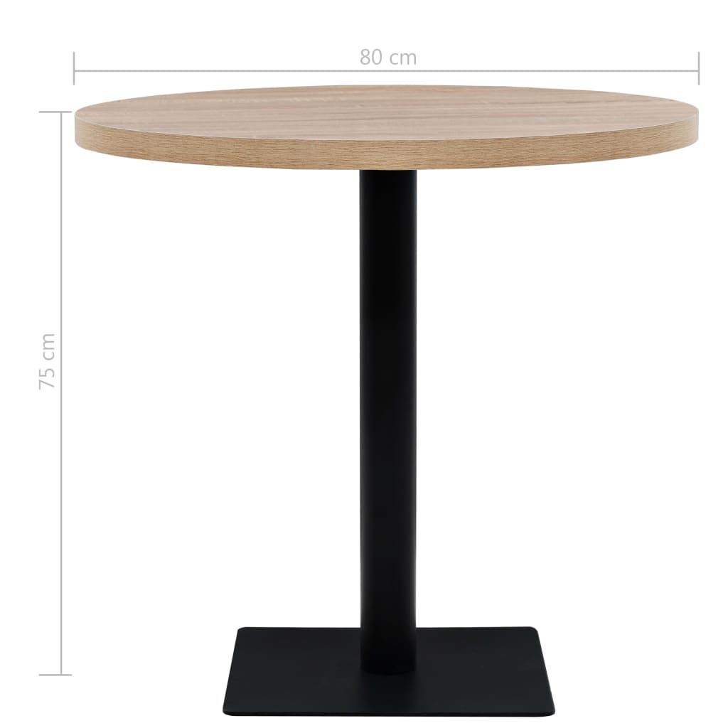 Mesa bistrô em MDF e aço quadrada 80x80x75 cm cor de carvalho