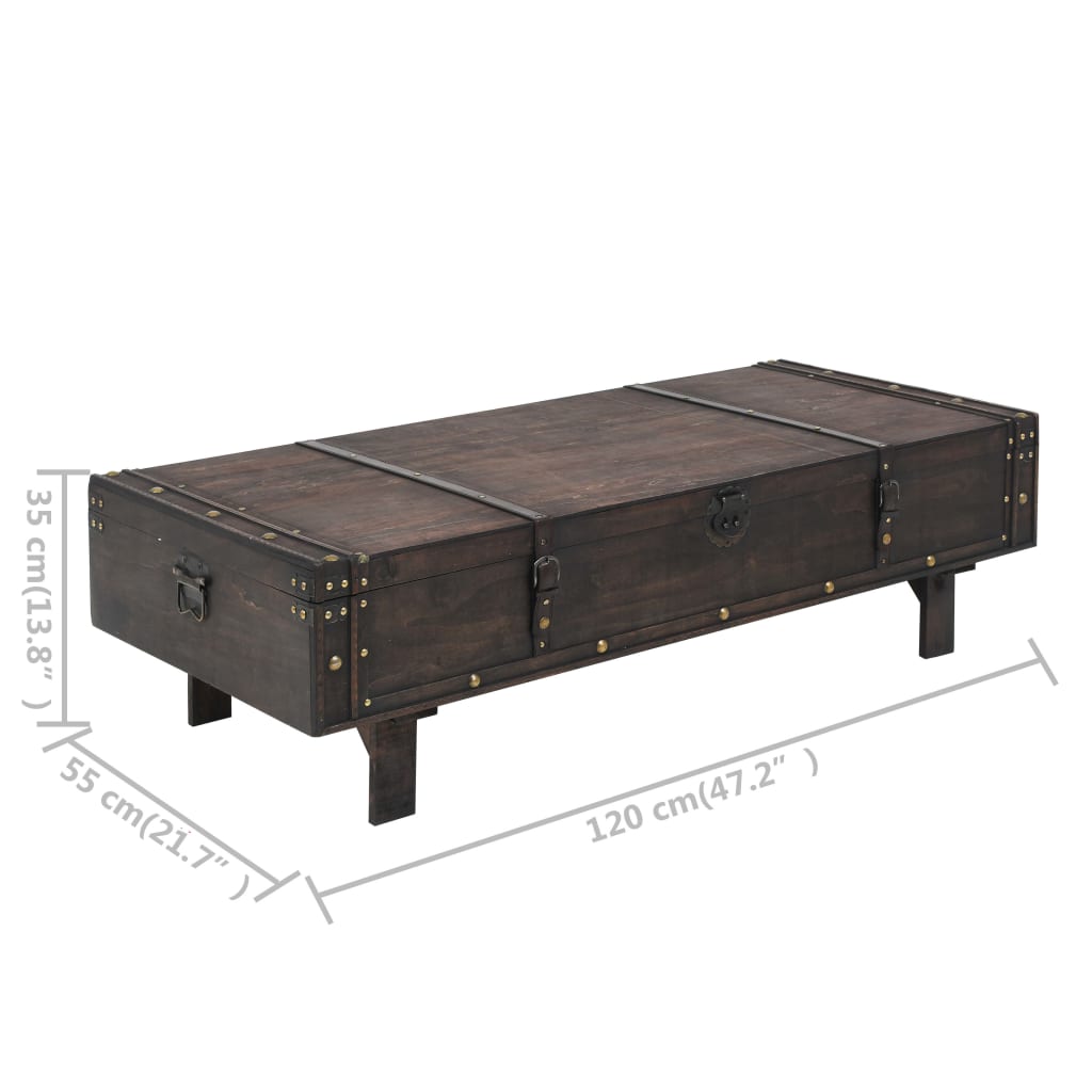 Mesa de centro contraplacado estilo vintage 120x55x35 cm