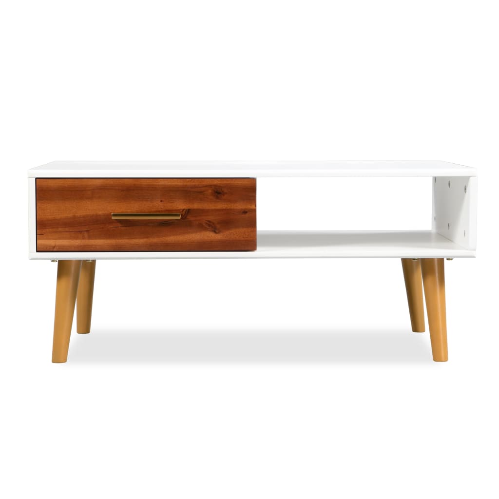 Mesa de centro em madeira de acácia maciça 90x50x40 cm
