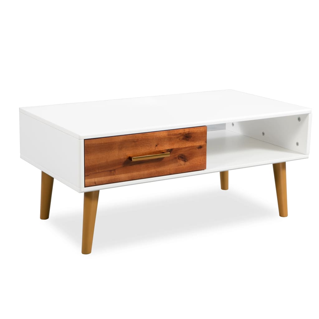 Mesa de centro em madeira de acácia maciça 90x50x40 cm
