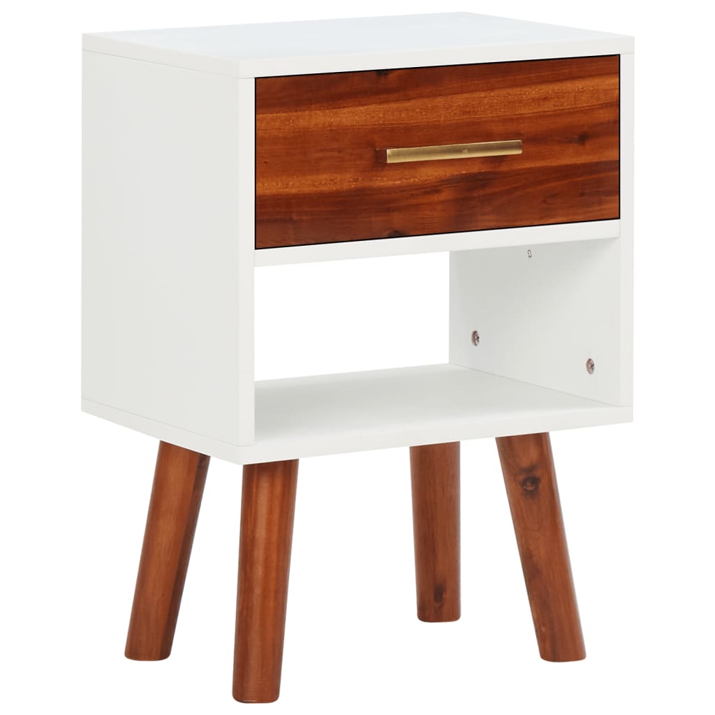 Mesa de cabeceira em madeira de acácia maciça 40x30x57 cm