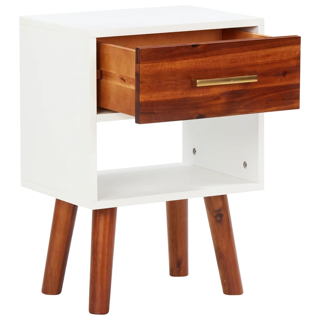 Mesa de cabeceira em madeira de acácia maciça 40x30x57 cm