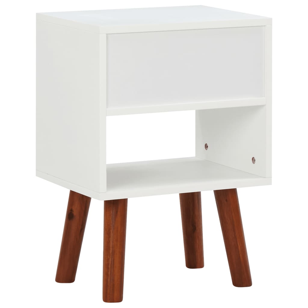 Mesa de cabeceira em madeira de acácia maciça 40x30x57 cm