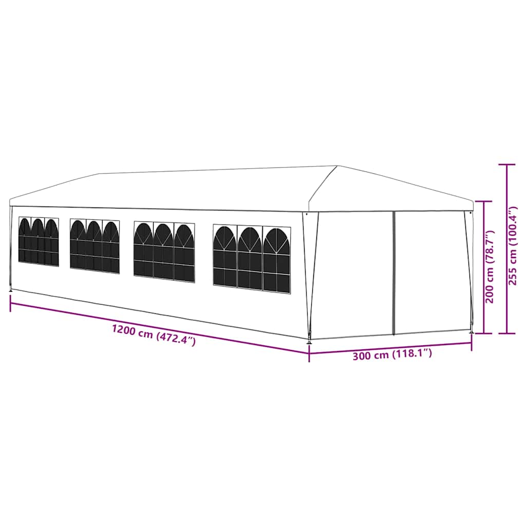 Tenda de jardim 3x12 m branco