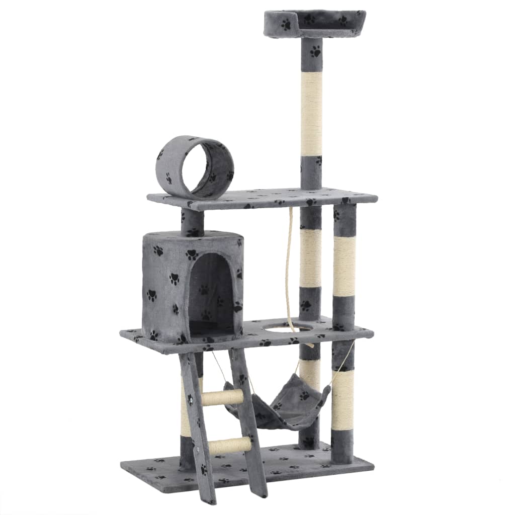 Árvore para gatos c/ postes arranhadores sisal 140 cm cinzento