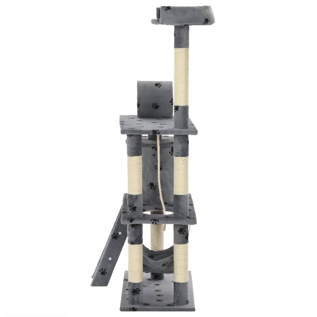 Árvore para gatos c/ postes arranhadores sisal 140 cm cinzento