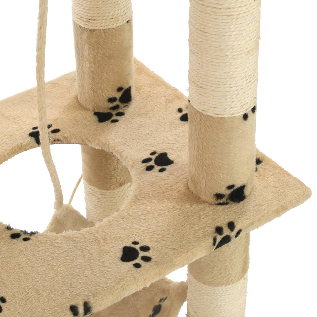 Árvore para gatos c/ postes arranhadores sisal 140 cm cinzento