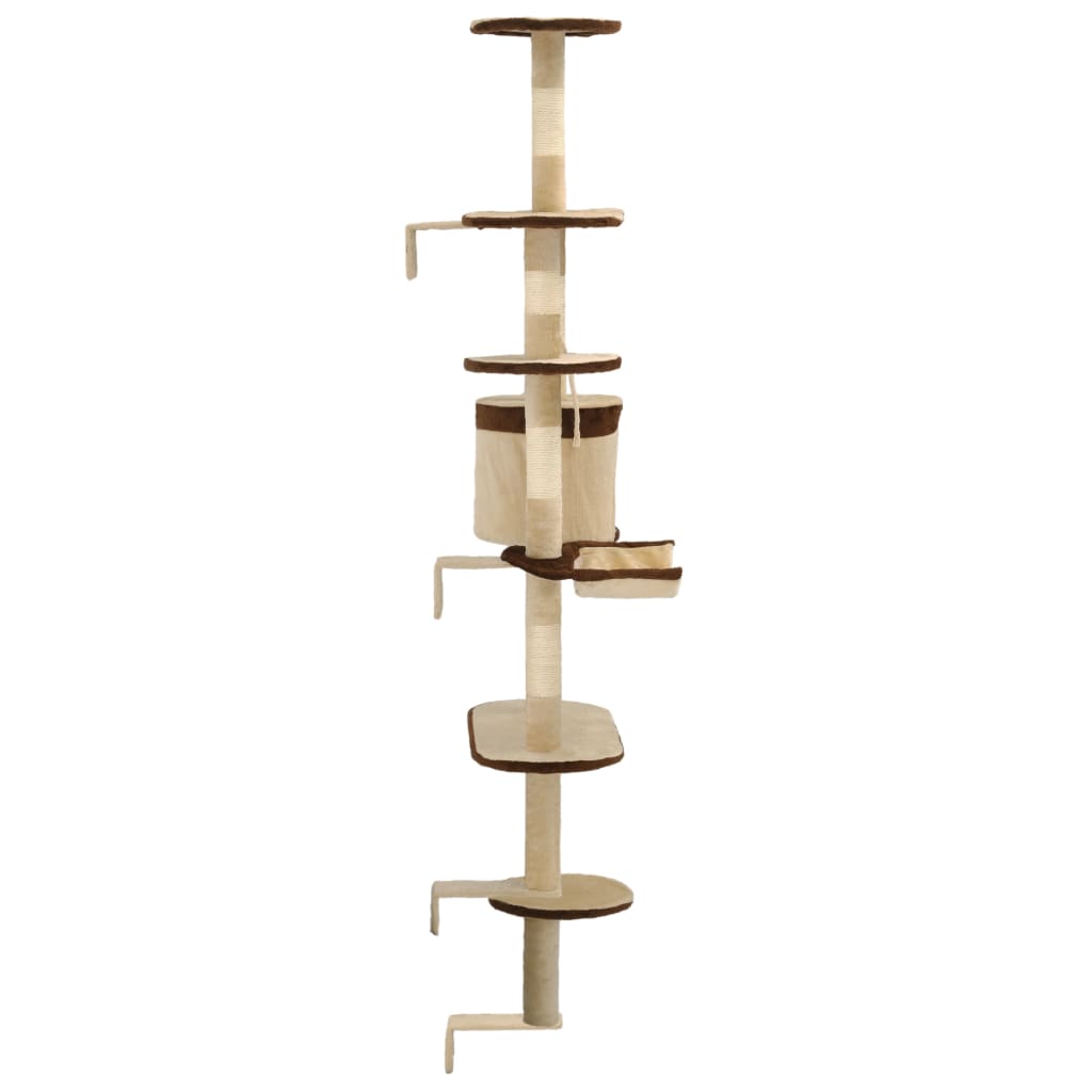 Árvore para gatos de parede c/ arranhadores sisal 194 cm bege