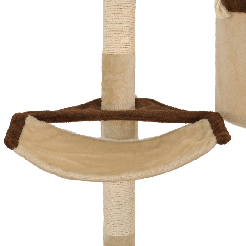 Árvore para gatos de parede c/ arranhadores sisal 194 cm bege