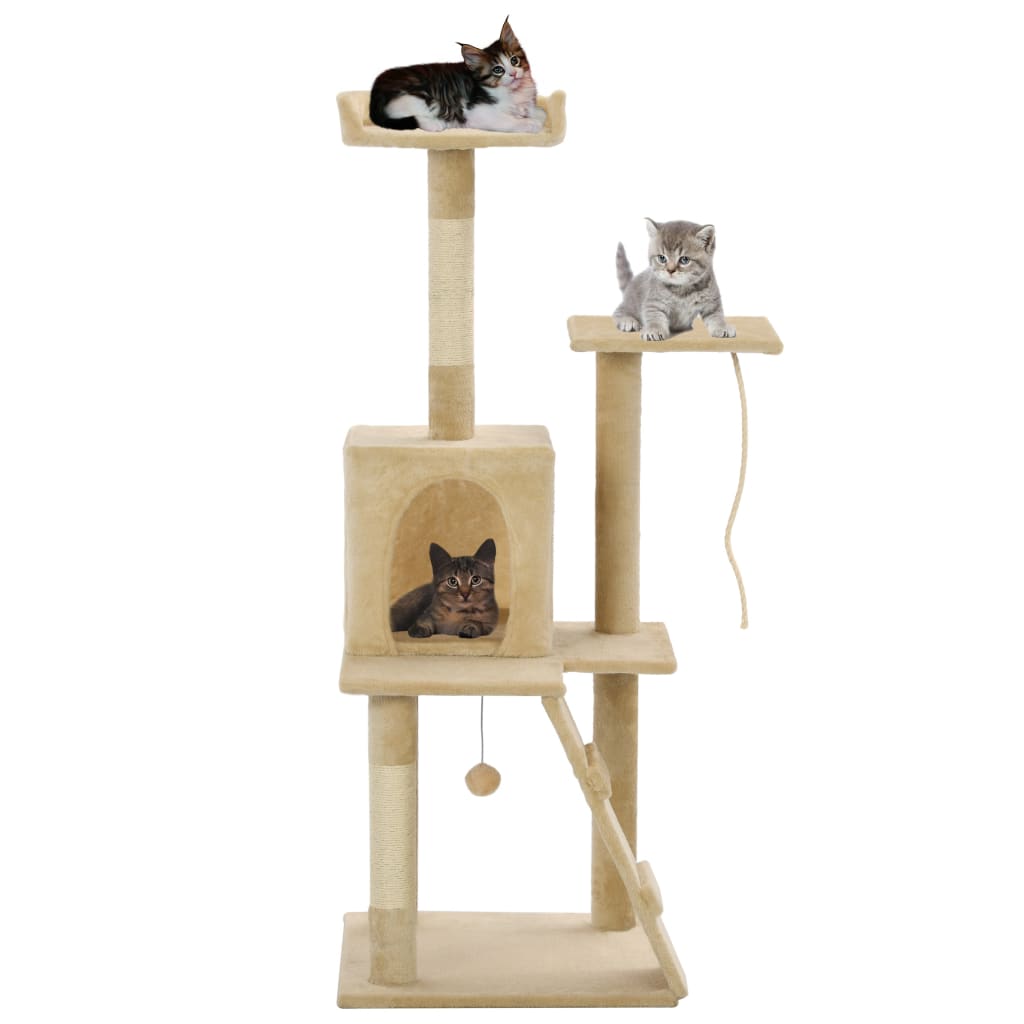 Árvore p/ gatos c/ postes arranhadores sisal 120 cm cinzento