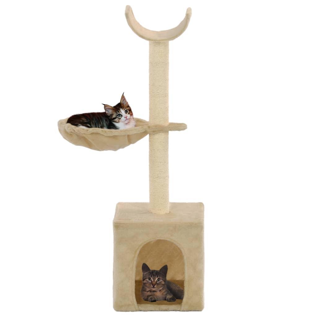 Árvore para gatos c/ postes arranhadores sisal 105 cm bege