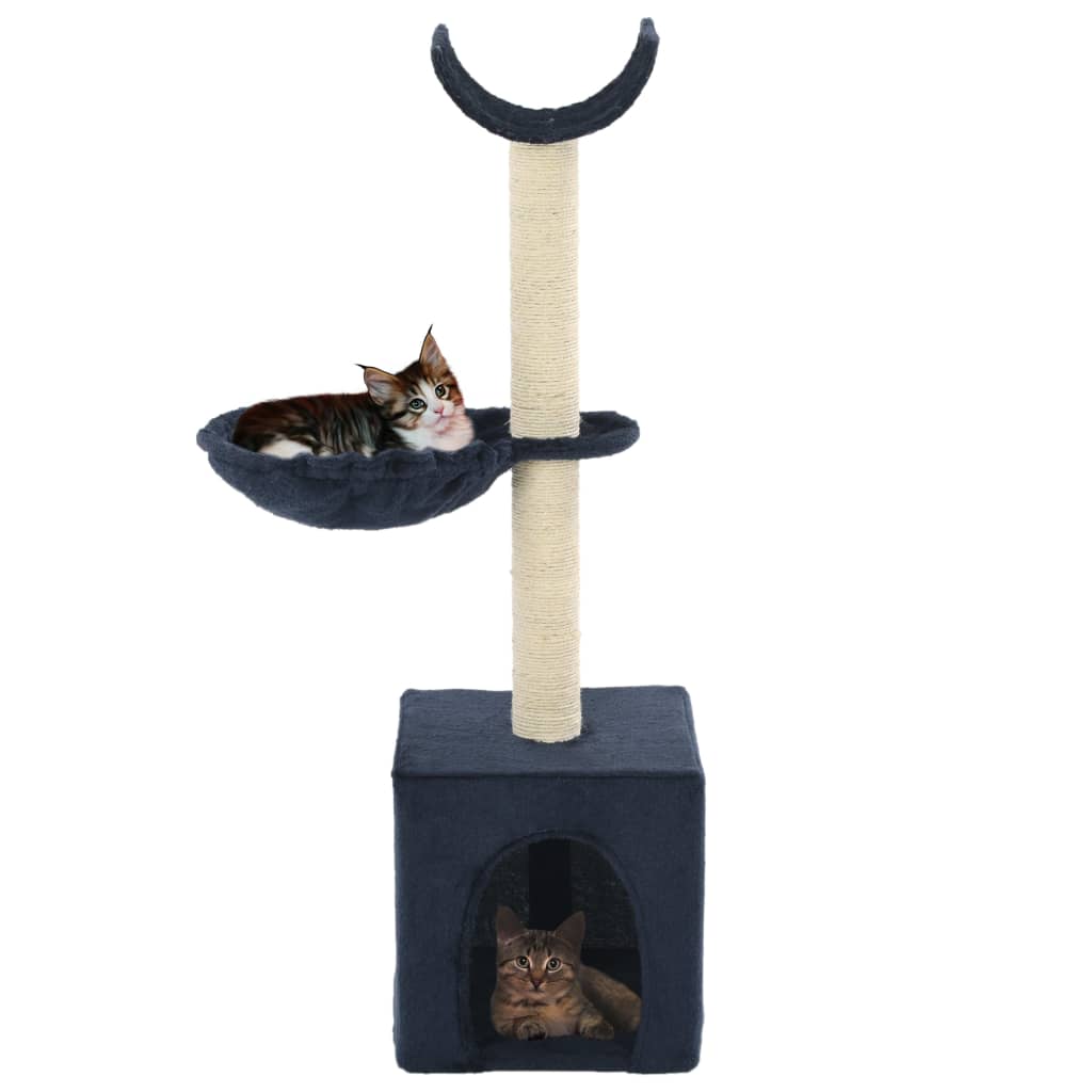 Árvore para gatos c/ postes arranhadores sisal 105 cm azul