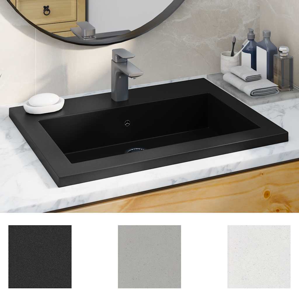 Lavatório de granito 600x450x120 mm preto