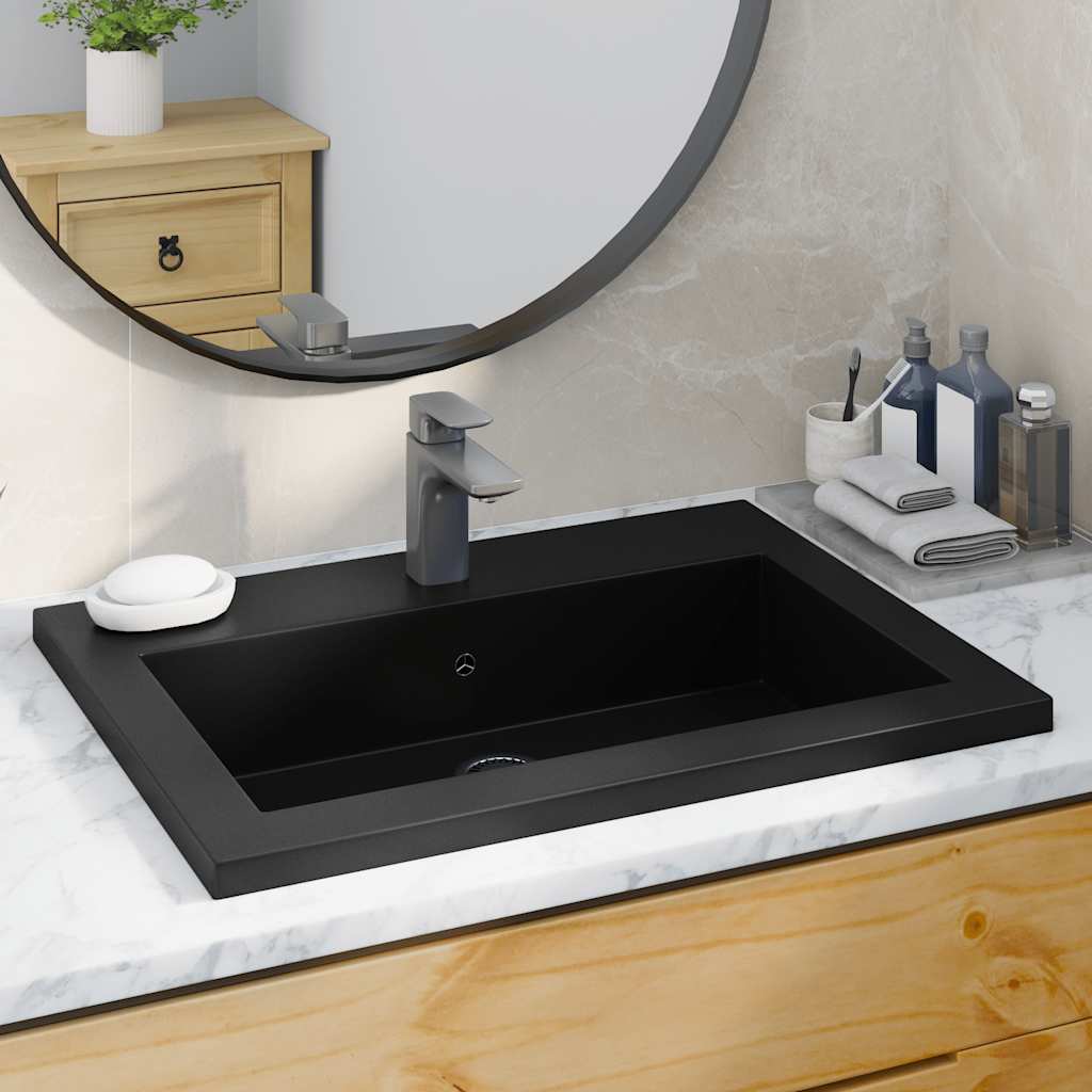 Lavatório de granito 600x450x120 mm preto