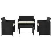 Conjunto de sofás para jardim 8 pcs vime PE preto