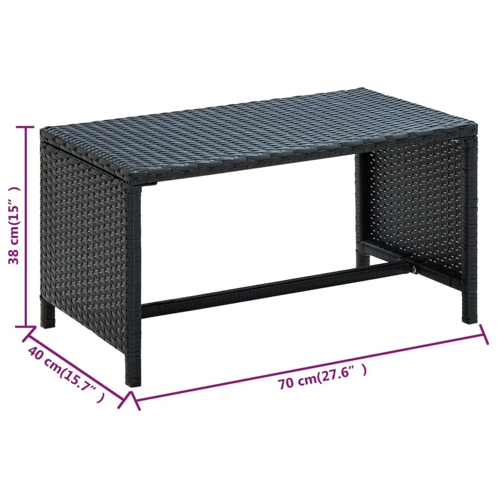 Conjunto de sofás para jardim 8 pcs vime PE preto