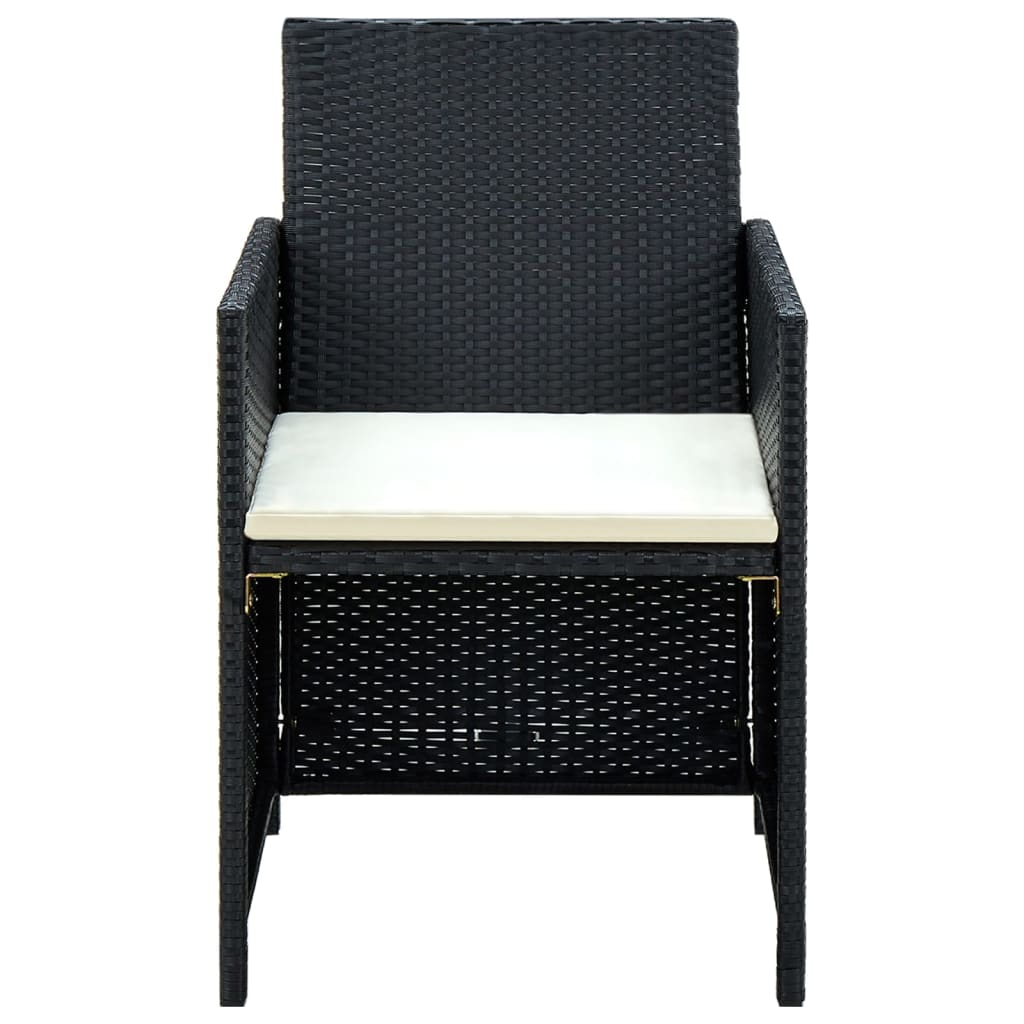 Conjunto de sofás para jardim 8 pcs vime PE preto