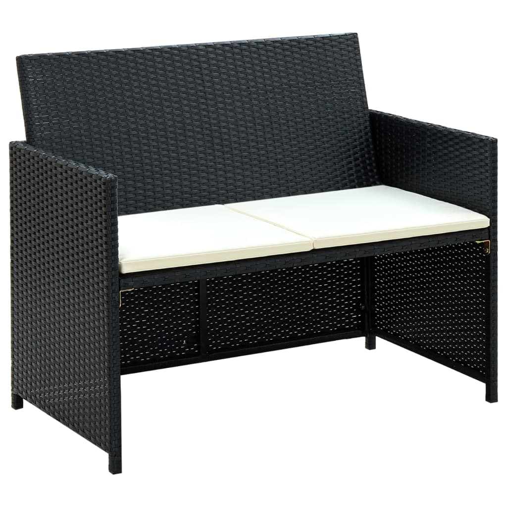 Conjunto de sofás para jardim 8 pcs vime PE preto