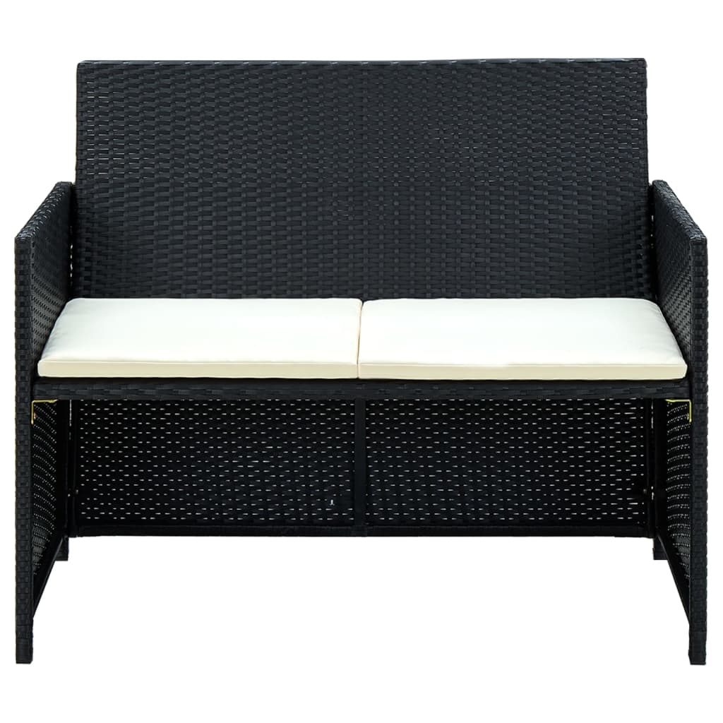 Conjunto de sofás para jardim 8 pcs vime PE preto