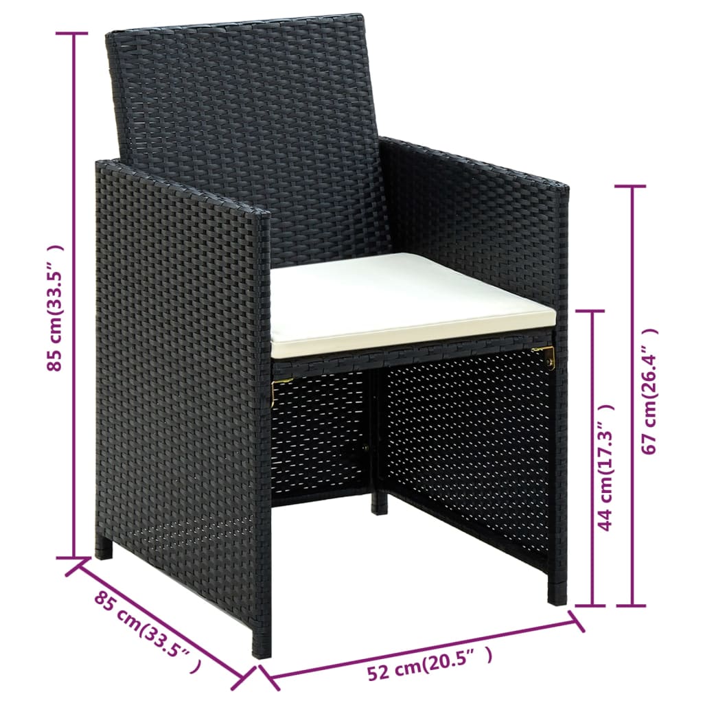 Conjunto de sofás para jardim 8 pcs vime PE preto
