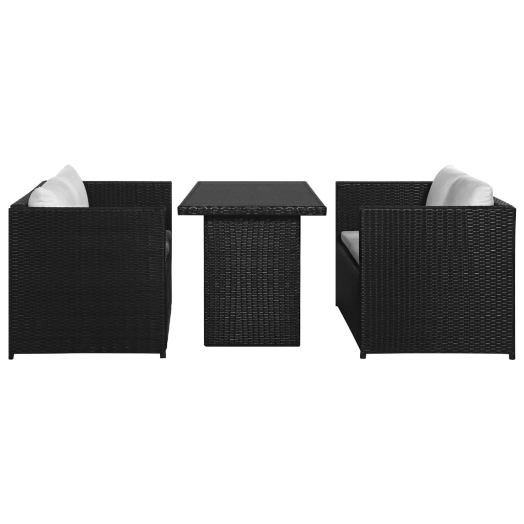 Conjunto de sofás para jardim 11 pcs vime PE preto
