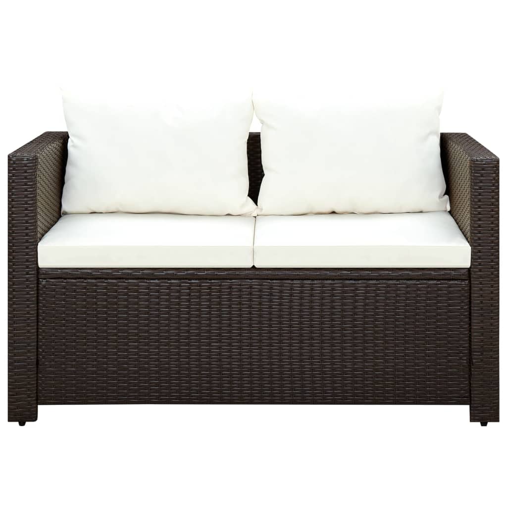 Conjunto de sofás de jardim 11 pcs vime PE castanho
