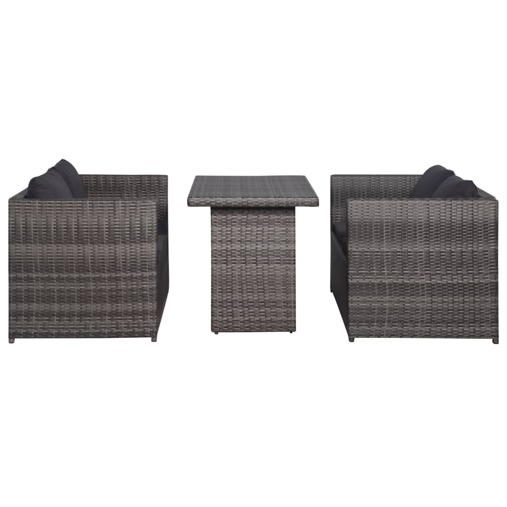 Conjunto de sofás para jardim 11 pcs vime PE cinzento