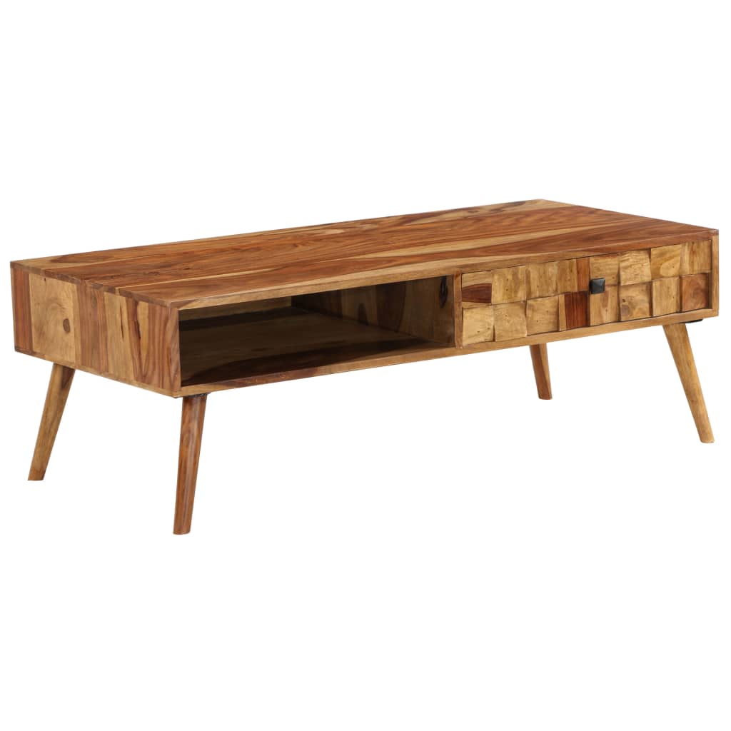 Mesa centro madeira acácia maciça c/ acabam. mel 110x50x37 cm