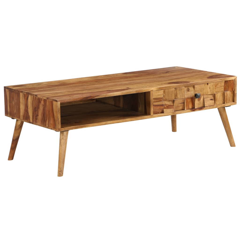 Mesa centro madeira acácia maciça c/ acabam. mel 110x50x37 cm