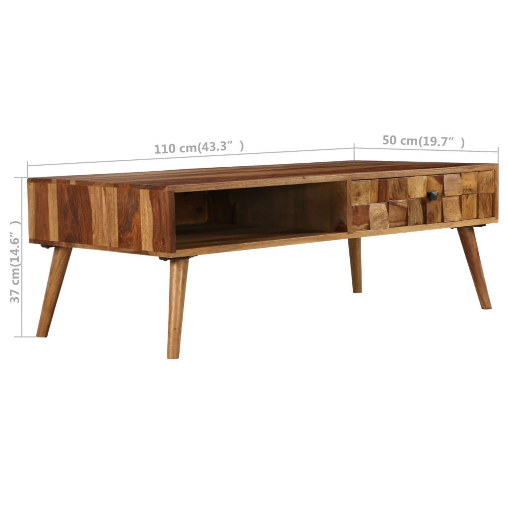 Mesa centro madeira acácia maciça c/ acabam. mel 110x50x37 cm