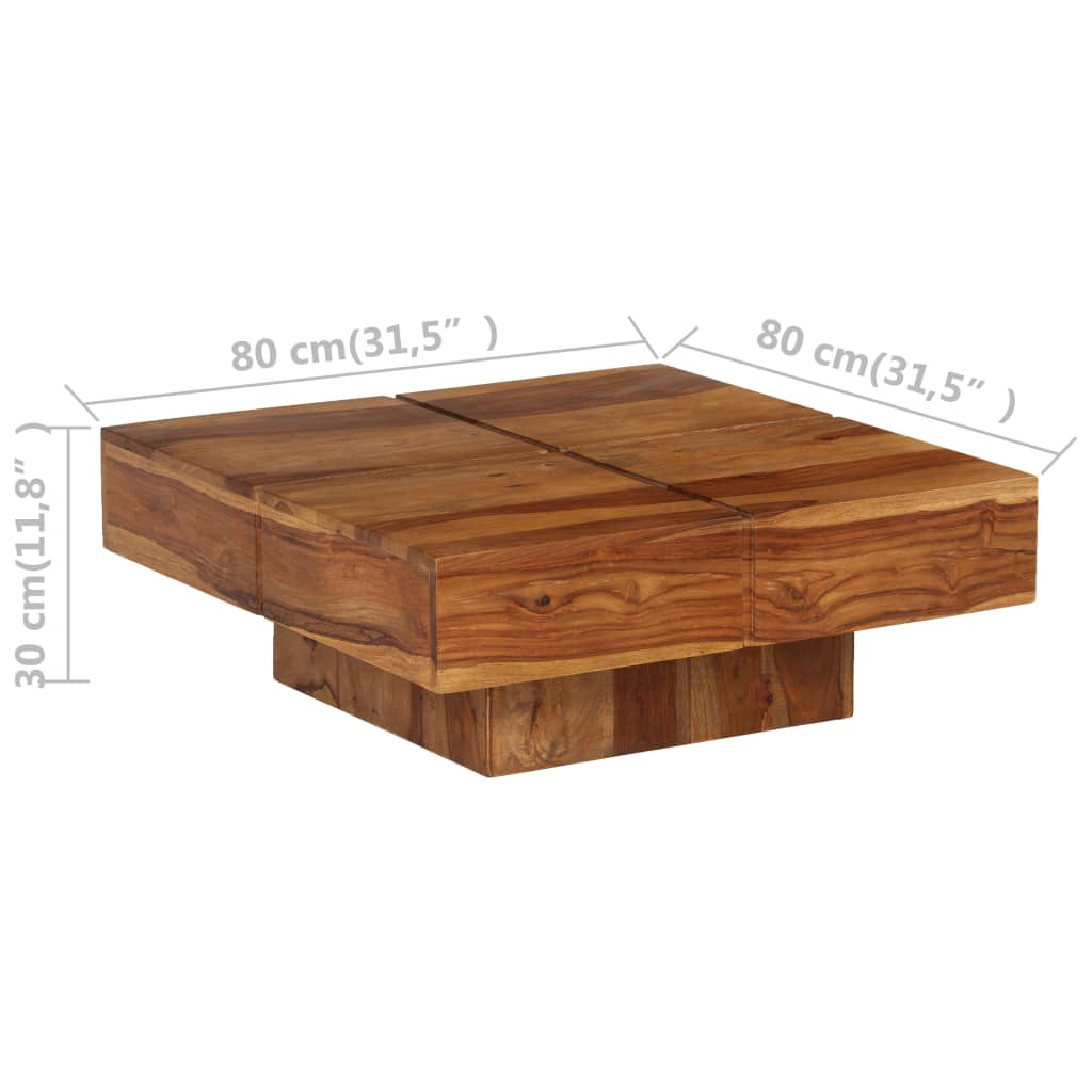 Mesa de centro 80x80x30 cm madeira de acácia maciça