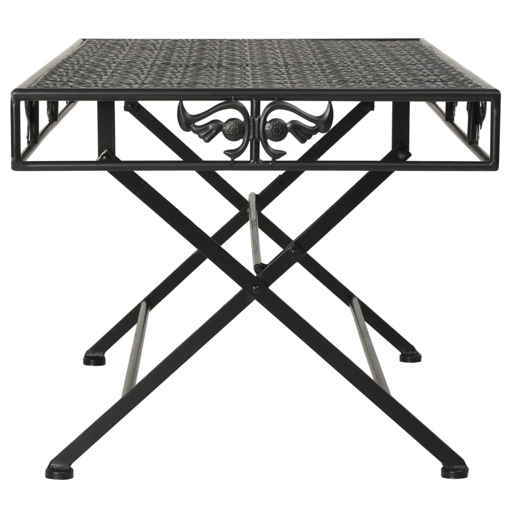Mesa de centro dobrável estilo vintage metal 100x50x45 cm preto