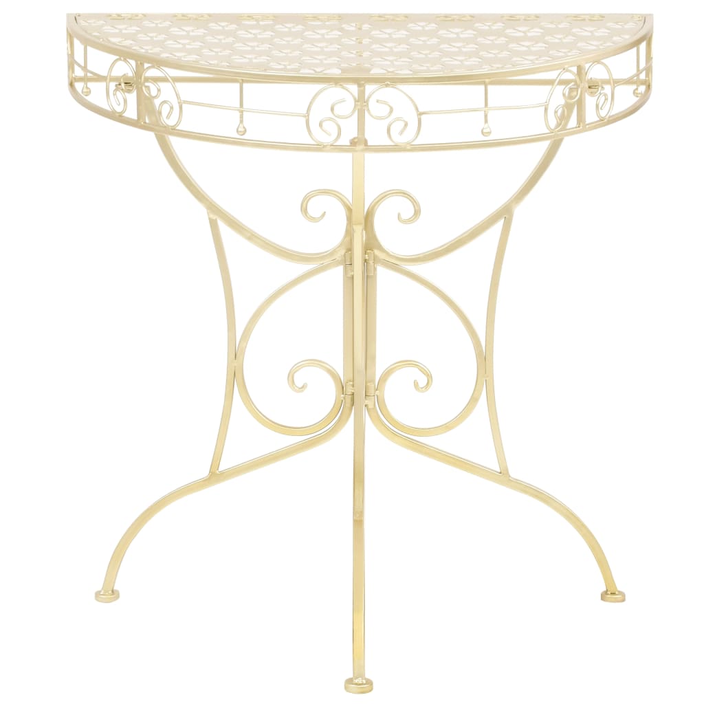 Mesa de apoio vintage semicircular metal 72x36x74 cm dourado
