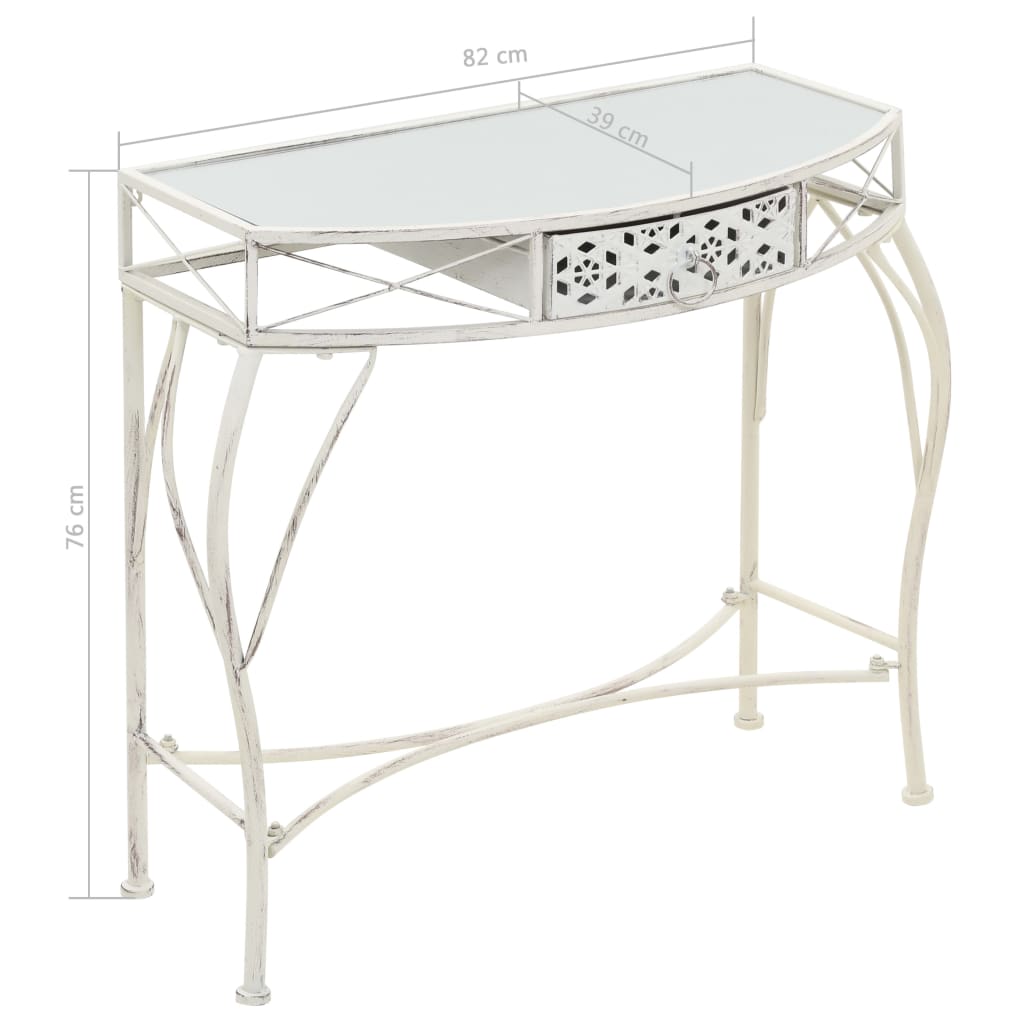 Mesa de apoio estilo francês 82x39x76 cm metal branco