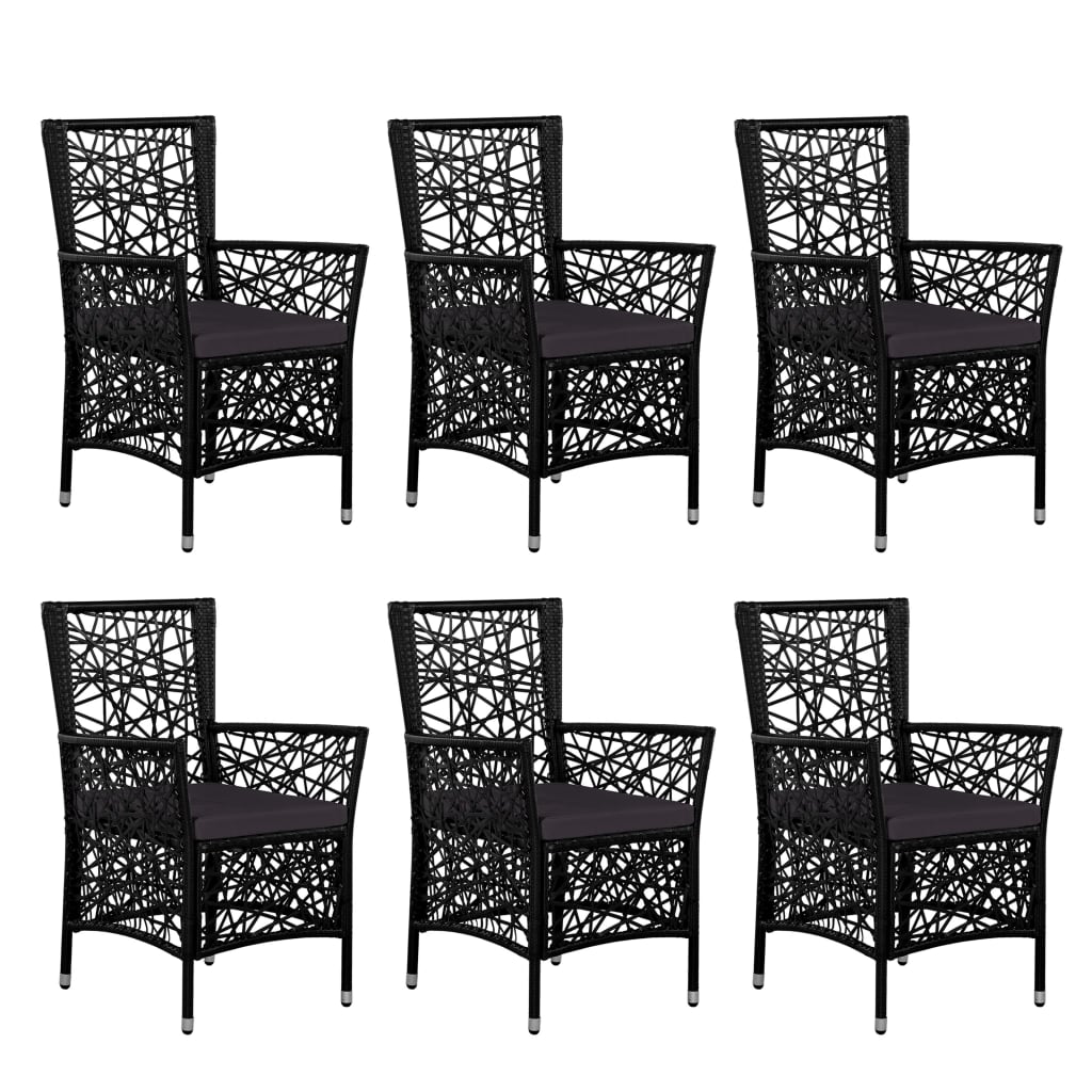 7 pcs conjunto de jantar para exterior vime PE preto