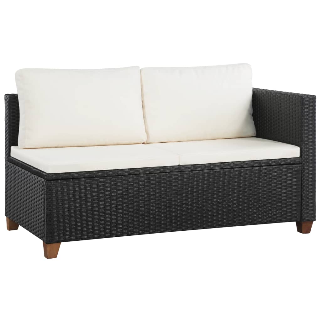 4 pcs conjunto lounge de jardim c/ almofadões vime PE preto