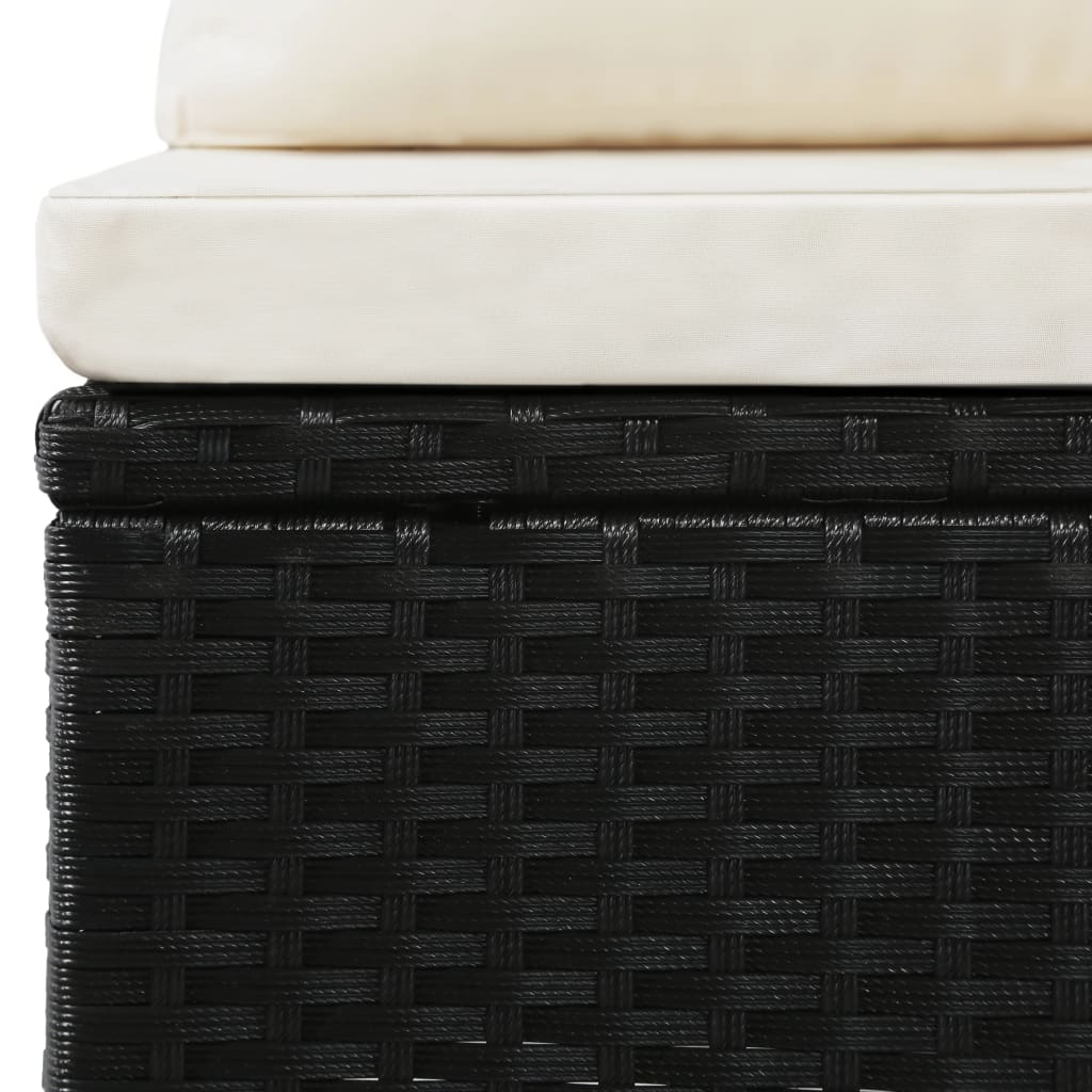 4 pcs conjunto lounge de jardim c/ almofadões vime PE preto