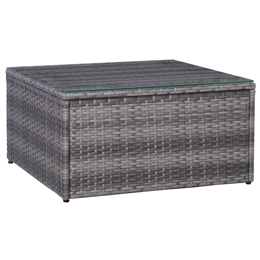 7 pcs sofás de jardim c/ almofadões+almofadas vime PE cinzento