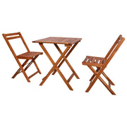 3 pcs conjunto bistrô dobrável madeira de acácia maciça