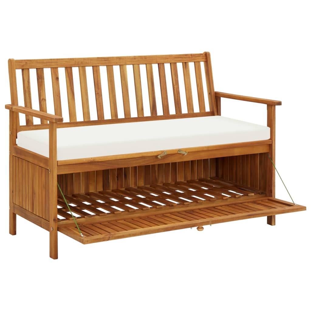Banco armazenamento p/ jardim madeira acácia XL 120x63x84 cm