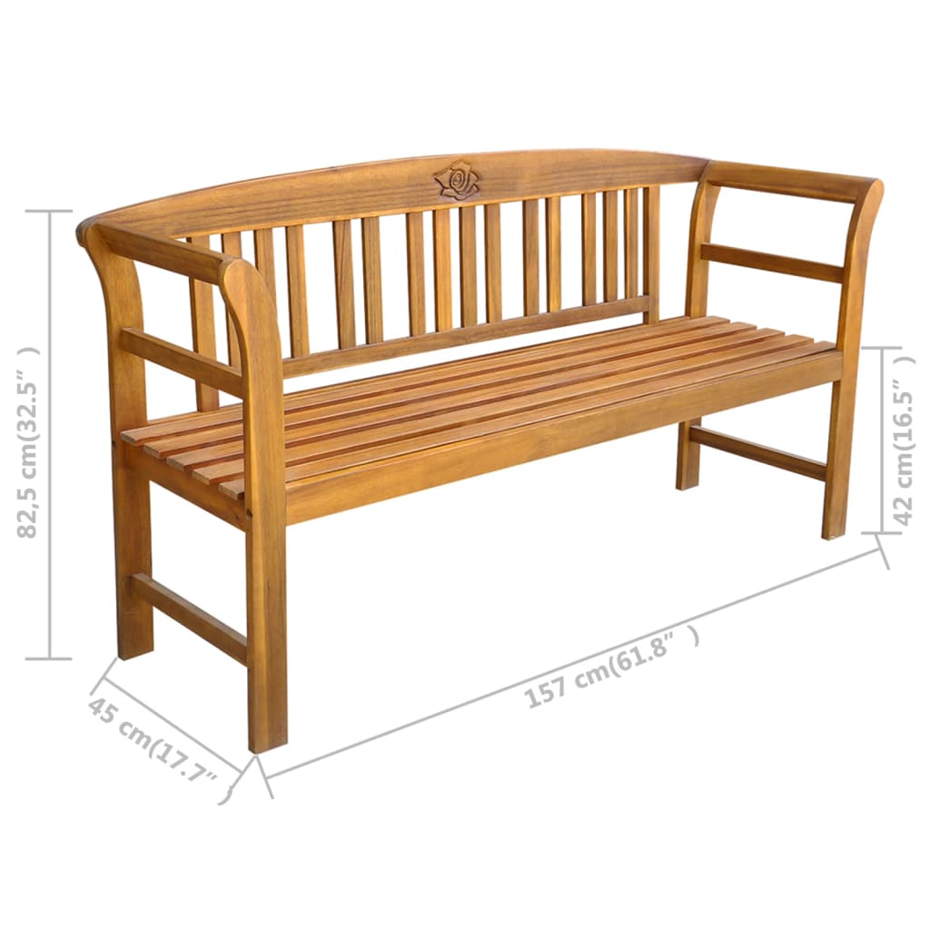 Banco de jardim 157 cm madeira acácia maciça