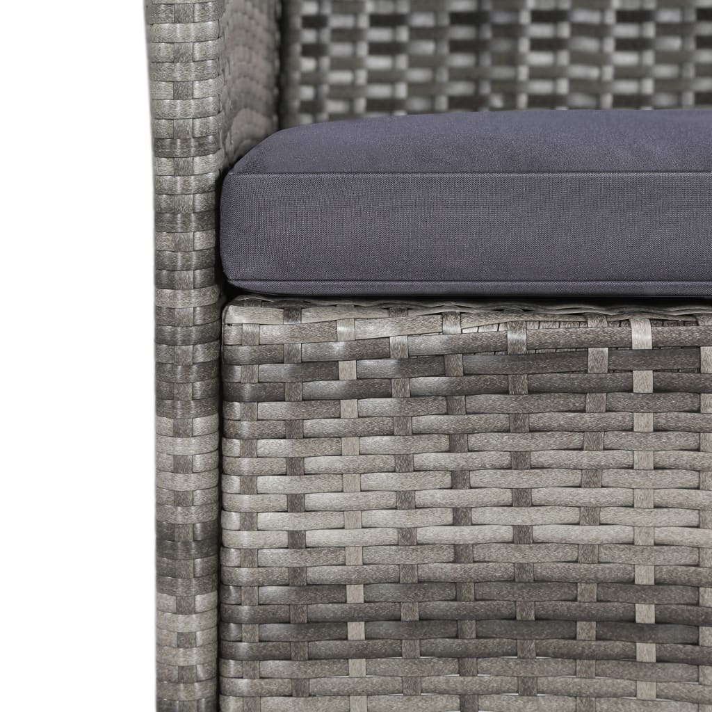 11 pcs conjunto jantar exterior c/ almofadões vime PE cinzento