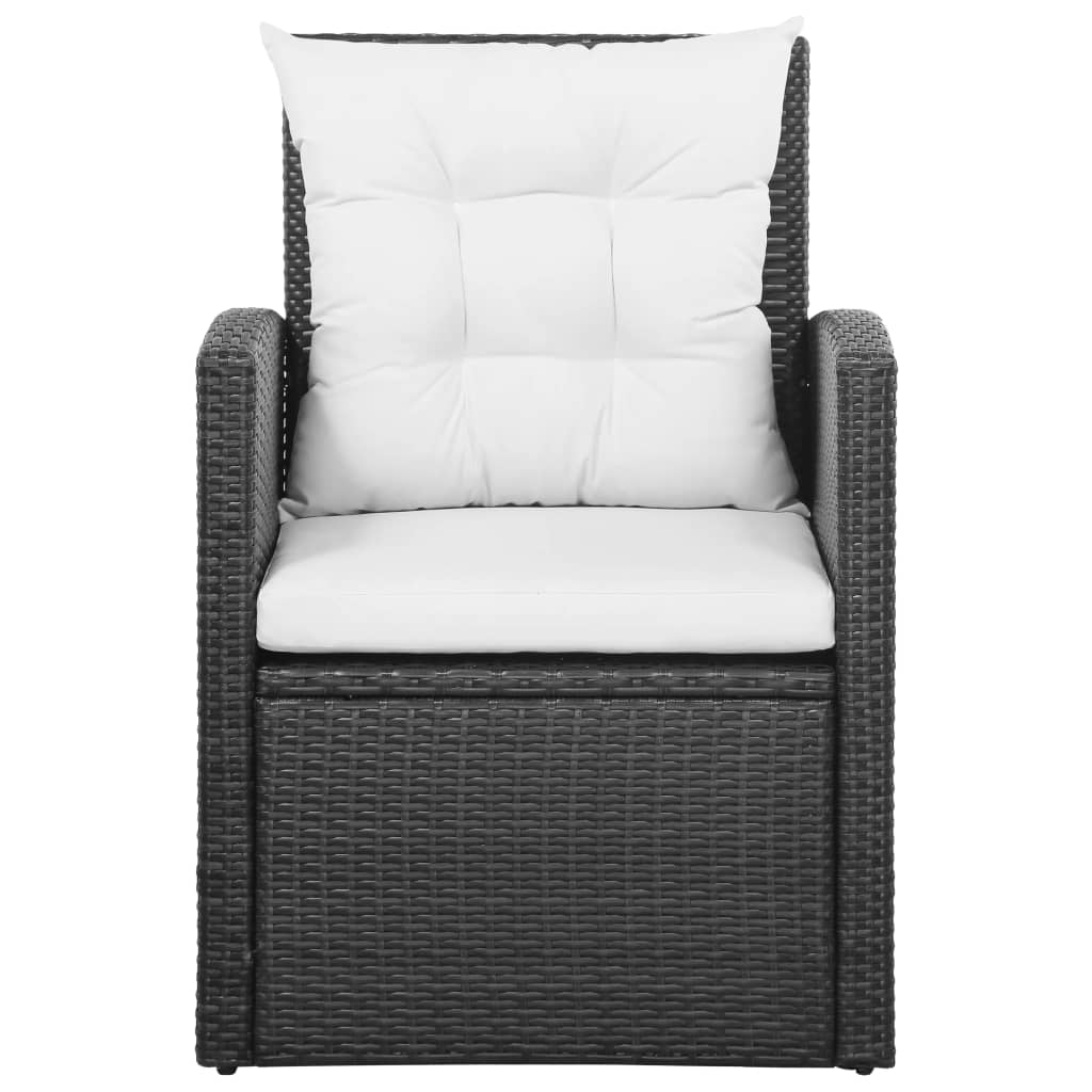 5 pcs conjunto lounge de jardim c/ almofadões vime PE preto