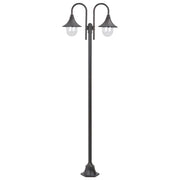 Candeeiro de pé p/ jardim c/ 2 braços E27 220cm alumínio bronze