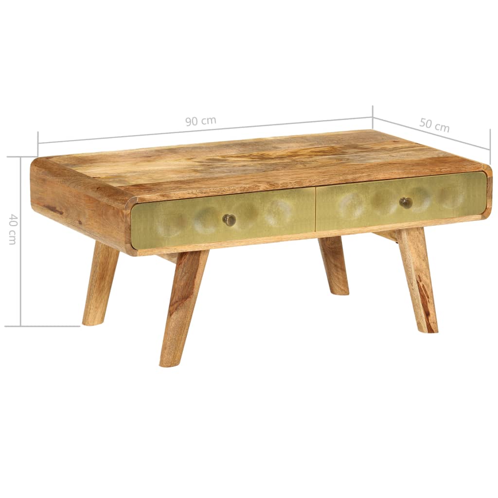 Mesa de centro madeira de mangueira maciça 90x50x40 cm