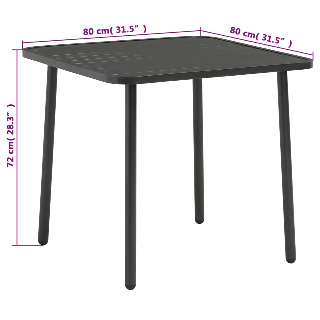 3 pcs conjunto bistrô aço cinzento escuro